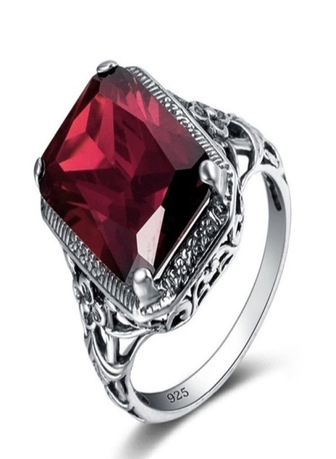 BQfife Huge Natural Ruby Ring 3.5Ct Tanzanite Elegant 925 Silver Rings Women Wedding Engagement-6